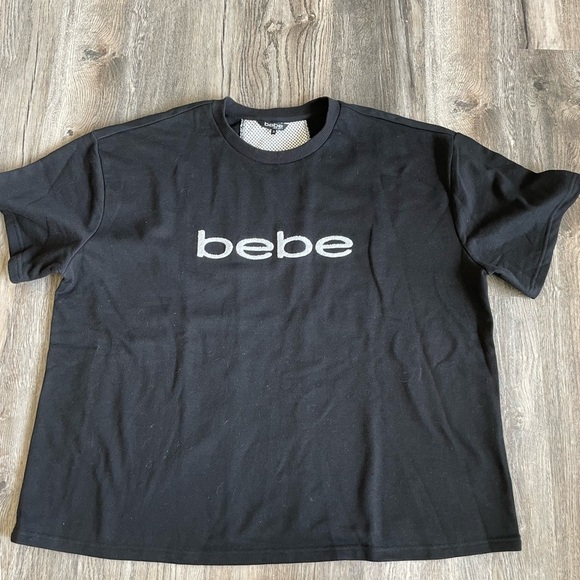 Bebe Women’s Black Short Sleeve Sweatshirt, size 3x - Picture 1 of 5